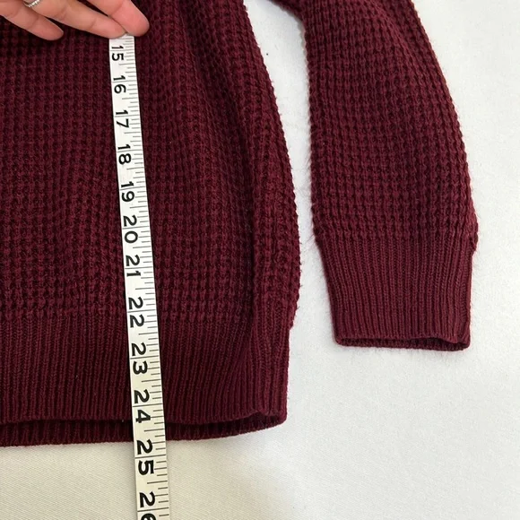 MEROKEETY  WOMENS CREW NECK WAFFLE KNIT PULLOVER TOP WINE Sz MD - Picture 9 of 11